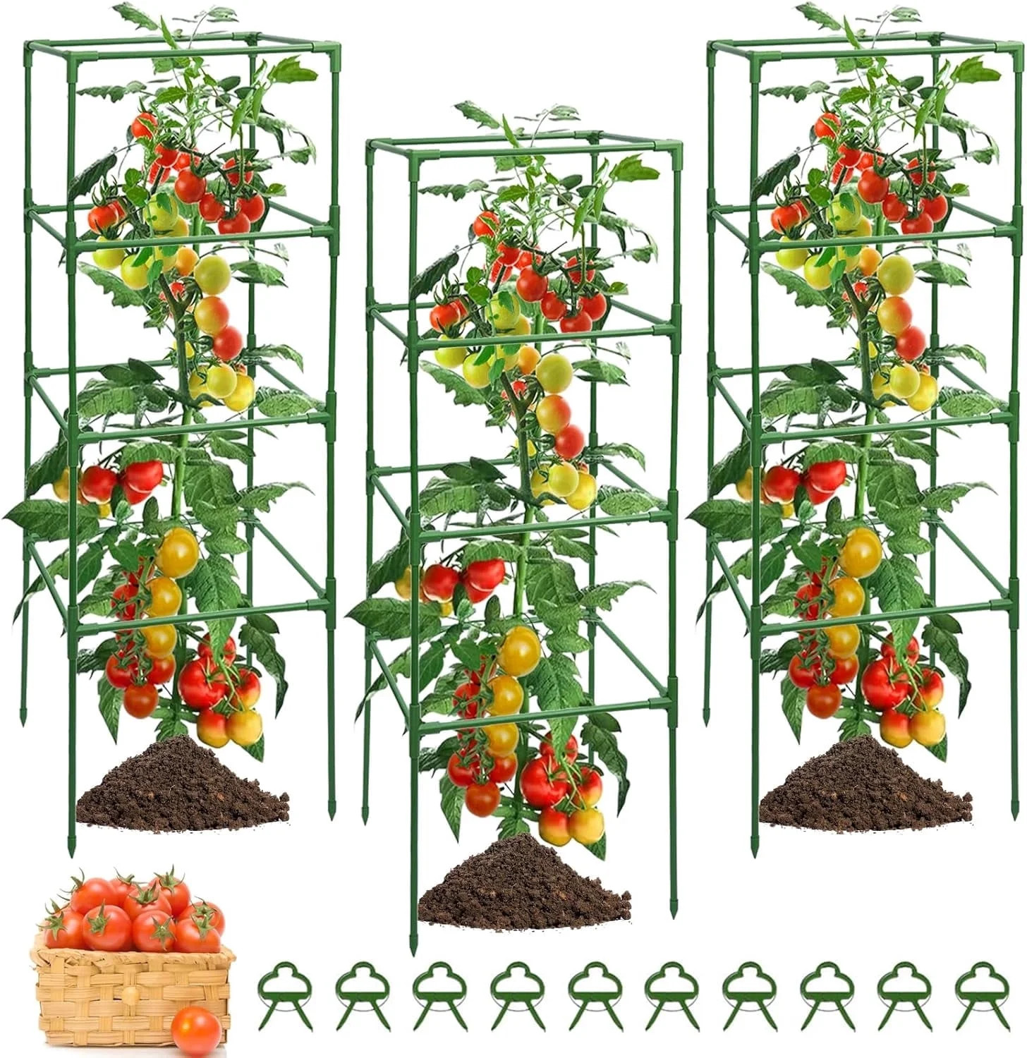 Square Tomato Cages Heavy Duty Plant Support Stake Tower for Garden Climbing Plants Tomato Cucumber Vegetables - Walmart.com | Walmart (US)