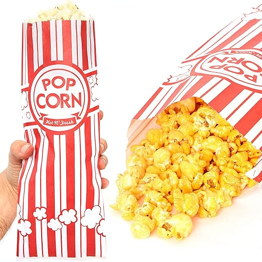 Popcorn Bags 50 Pack. Coated for Leak/Tear Resistance. Single Serving 2oz Paper Sleeves in Nostal... | Amazon (US)