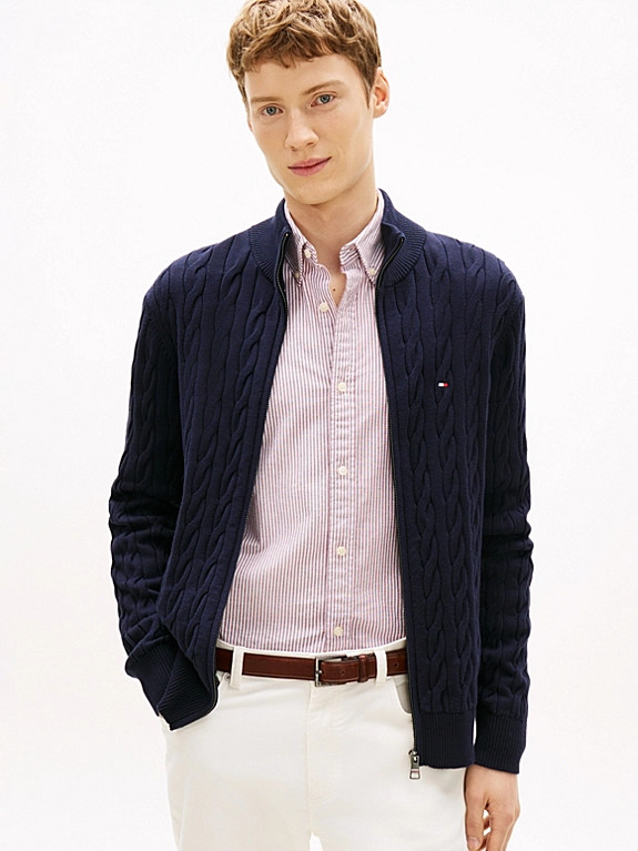 Zip-Thru Cable Knit Jumper | Tommy Hilfiger UK