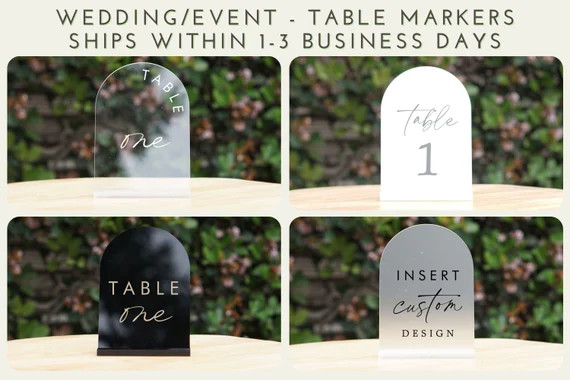 Arch Acrylic Wedding Table Number Markers with Stands | Acrylic Stand | UV Printed High Quality |... | Etsy (US)