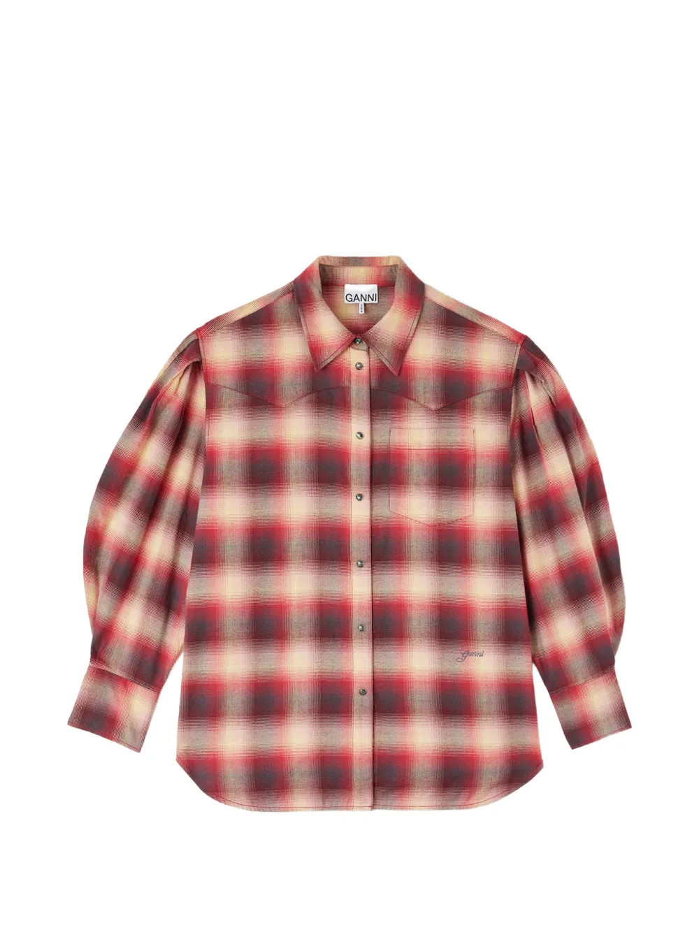 checked puff-sleeve shirt | Farfetch Global