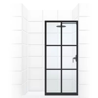 Gridscape Series 28" W x 70" H Framed Fixed Glass Panel Coastal Shower Doors Finish: Matte Black | Wayfair North America
