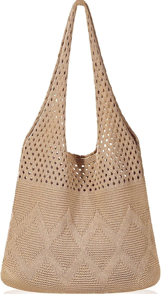 WantGor Crochet Bags, Beach Mesh Tote Bag Womens Shoulder Shopping Handbag Casual Travel Totes Ba... | Amazon (US)