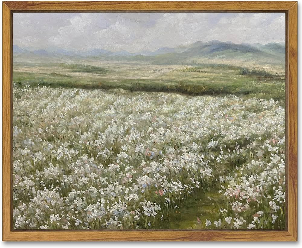 SHENIFY Vintage Landscape Framed Canvas Wall Art Countryside Flower Field Classic Paintings Farmh... | Amazon (US)