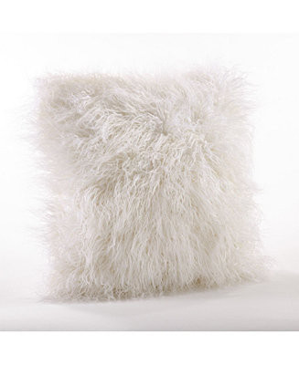 Saro Lifestyle Mongolian Faux Fur Decorative Pillow, 18" x 18" - Macy's | Macy's