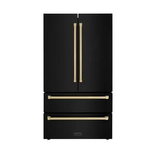 Autograph Edition 36 in. 4-Door French Door Refrigerator with Internal Ice Maker in Black Stainle... | The Home Depot