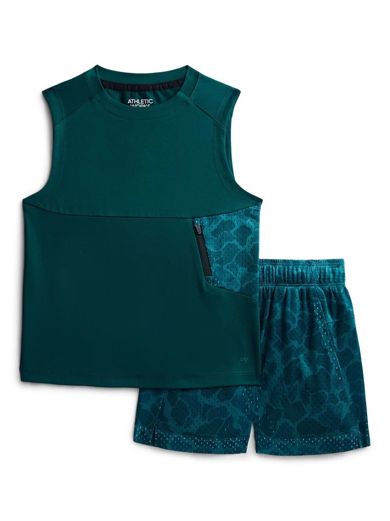 Athletic Works Boys Sleeveless Tank Top and Shorts Set, 2-Piece, Sizes 4-18 | Walmart (US)