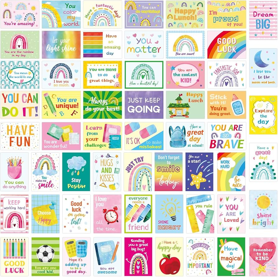 ceiba tree 60 Pcs Lunch Box Notes for Kids Positive Affirmation Love Note Cards for Lunchbox | Amazon (US)