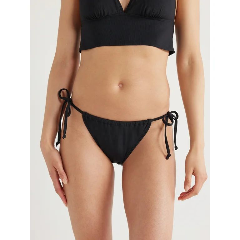 No Boundaries Juniors’ Ribbed Side Tie Bikini Swim Bottoms, Sizes XS-XXL | Walmart (US)