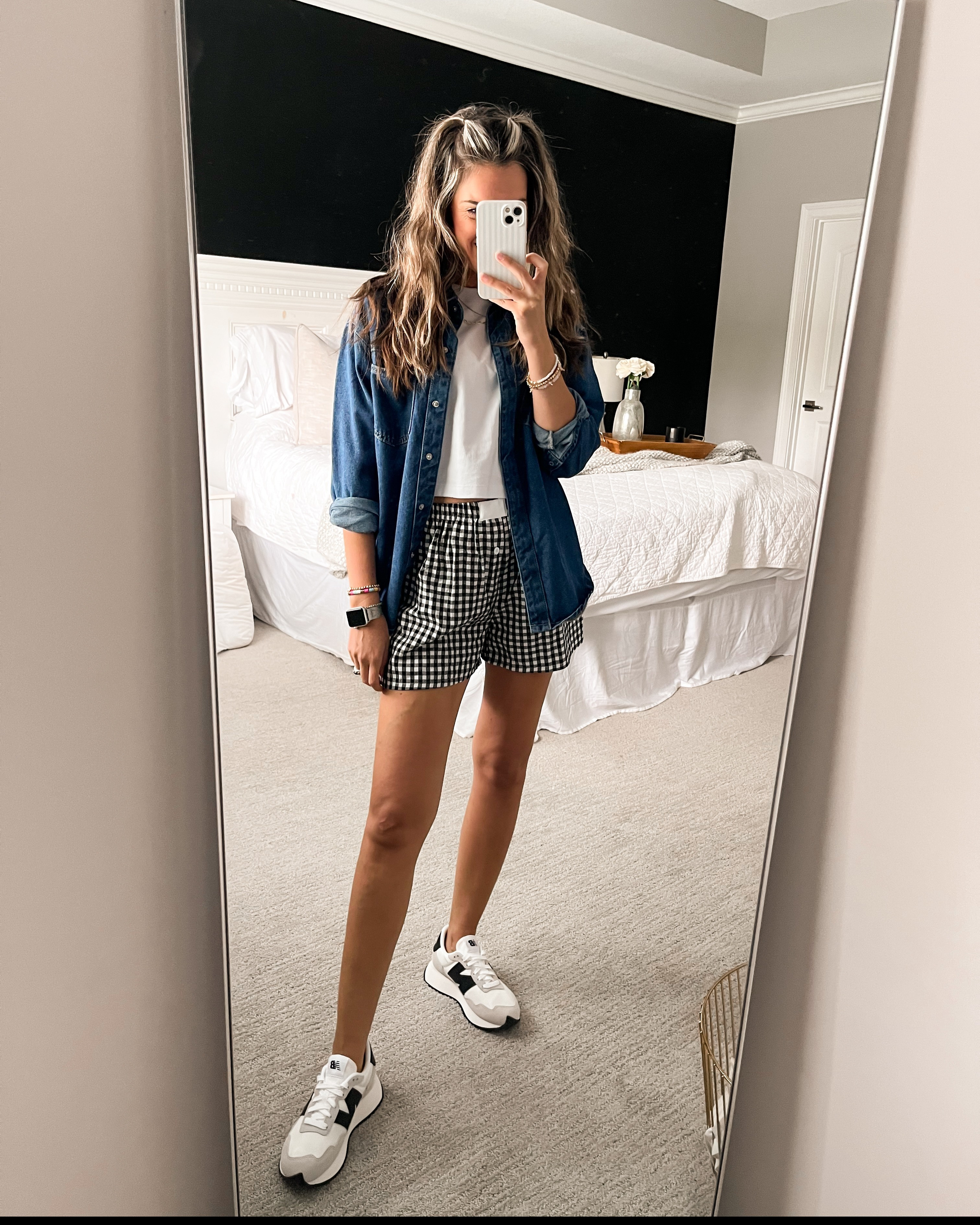 Copy this casual summer outfit next time you're running errands, playing with the kids up or attending a sporting event!

Size small shorts

spring outfit 2026, summer outfit, gingham shorts outfit, boxer shorts outfit, athletic shorts outfit, soccer mom outfit, cute errands outfit, summer outfit idea, New Balance outfit, sneakers outfit, ruffle socks, mom style, casual summer outfit 

 #LTKmomlife #LTKActive