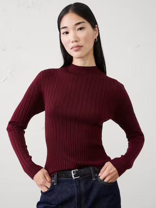 Merino Wool Ribbed Sweater | Banana Republic Factory