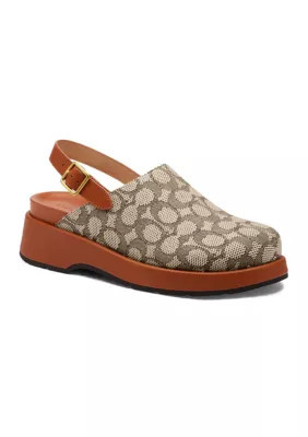 COACH Women's Signature Textile Jacquard Sculpted C Platform Clogs | Belk