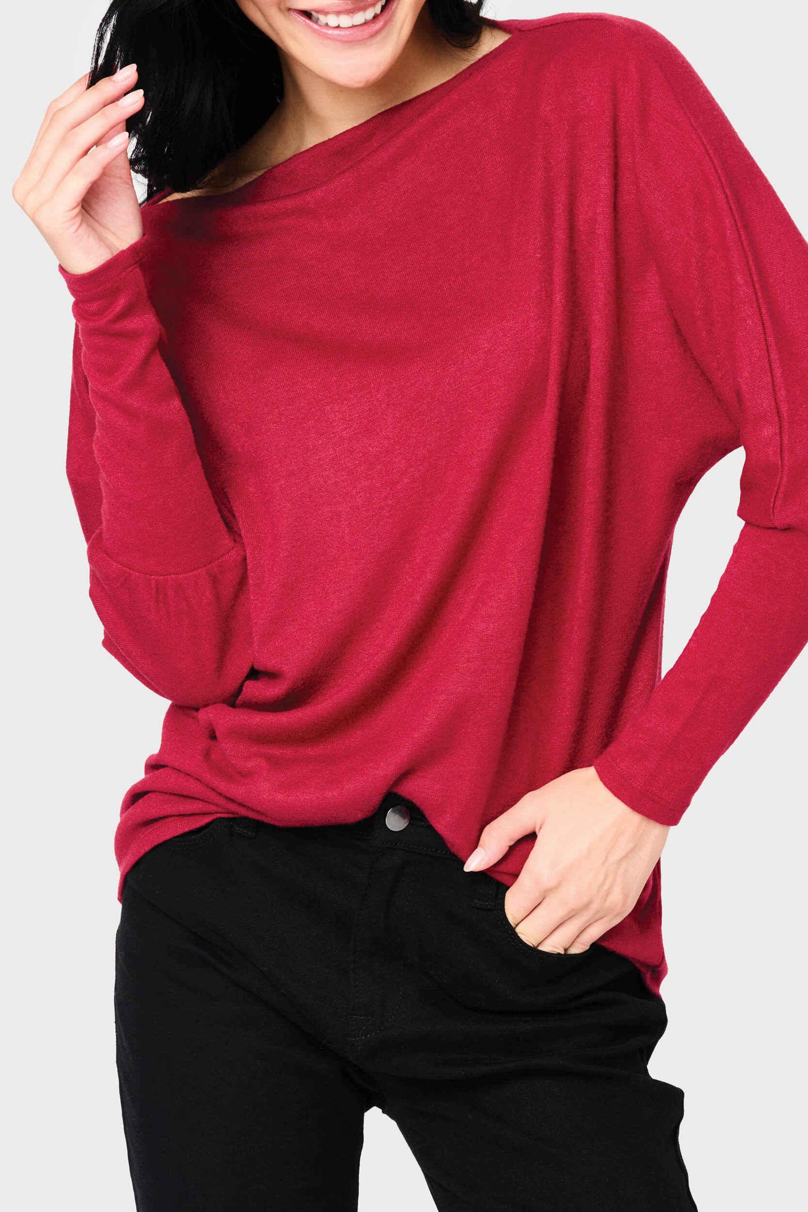 Slouchy Luxe Open Neck Sweater | Gibson