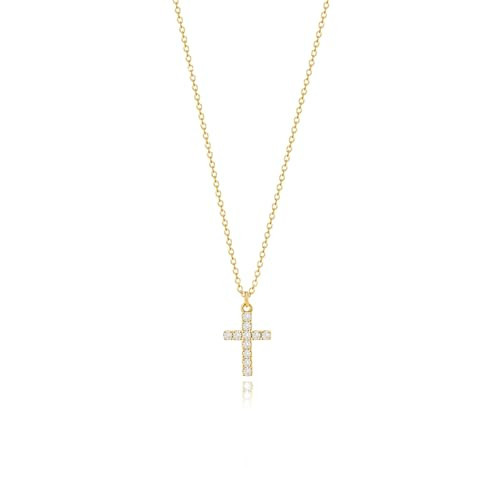 Zeffy CZ Cross Necklace for Women 18k Gold Plated Tiny Cross Pendant Necklace for Women Simple Layered Cross Necklaces for Women | Amazon (US)