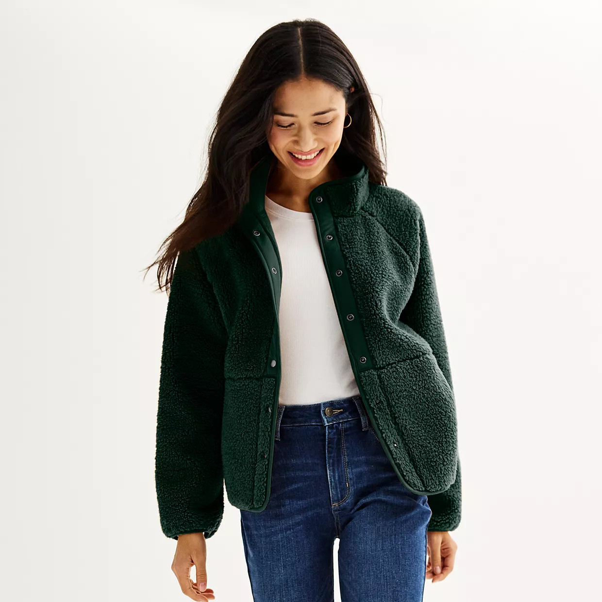 Women's Sonoma Goods For Life® Snap Through Fleece Jacket | Kohl's