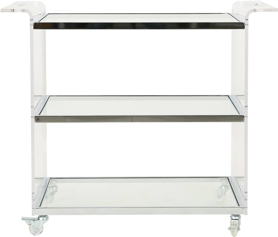 Christopher Knight Home Evee Acrylic Bar Trolley with Glass Shelves, Clear | Amazon (US)
