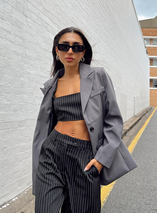 Talisa Oversized Blazer Grey | Princess Polly US