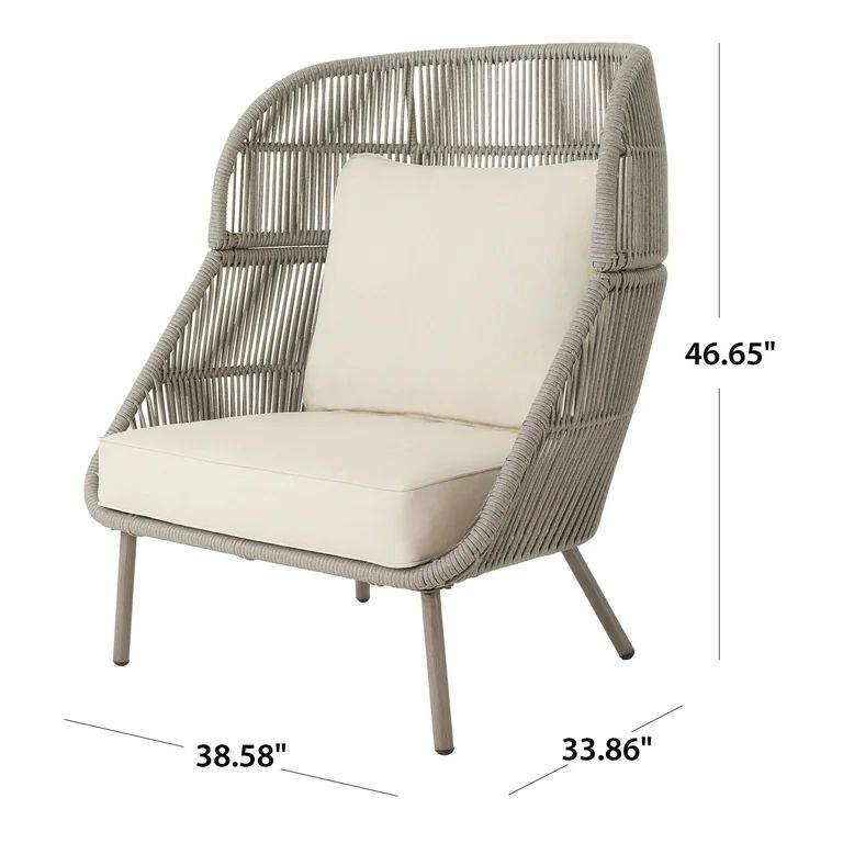 Better Homes & Gardens Tarren Wicker Outdoor Accent Chair with Cushions, Beige - Walmart.com | Walmart (US)