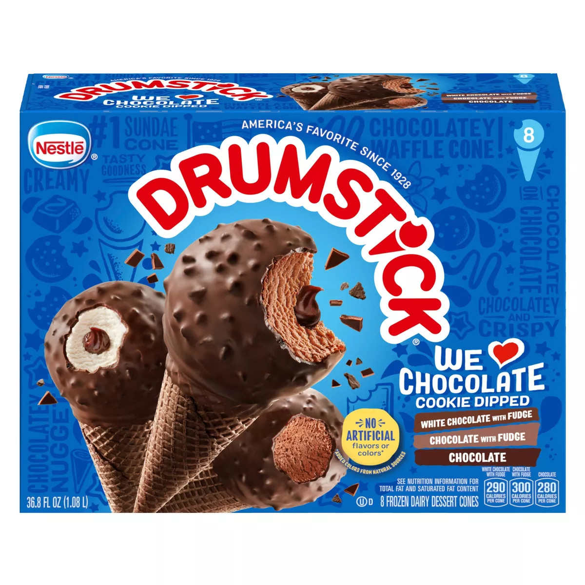 Nestle We Love Chocolate Cookie Frozen Dipped Drumstick - 8ct | Target