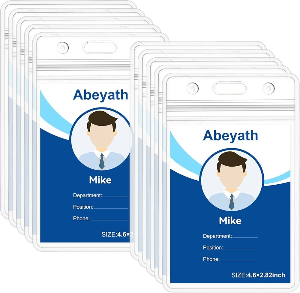 10 Pack Extra Thick ID Card Name Badge Holder Heavy Duty Waterproof Clear Plastic PVC Vertical Sl... | Amazon (US)