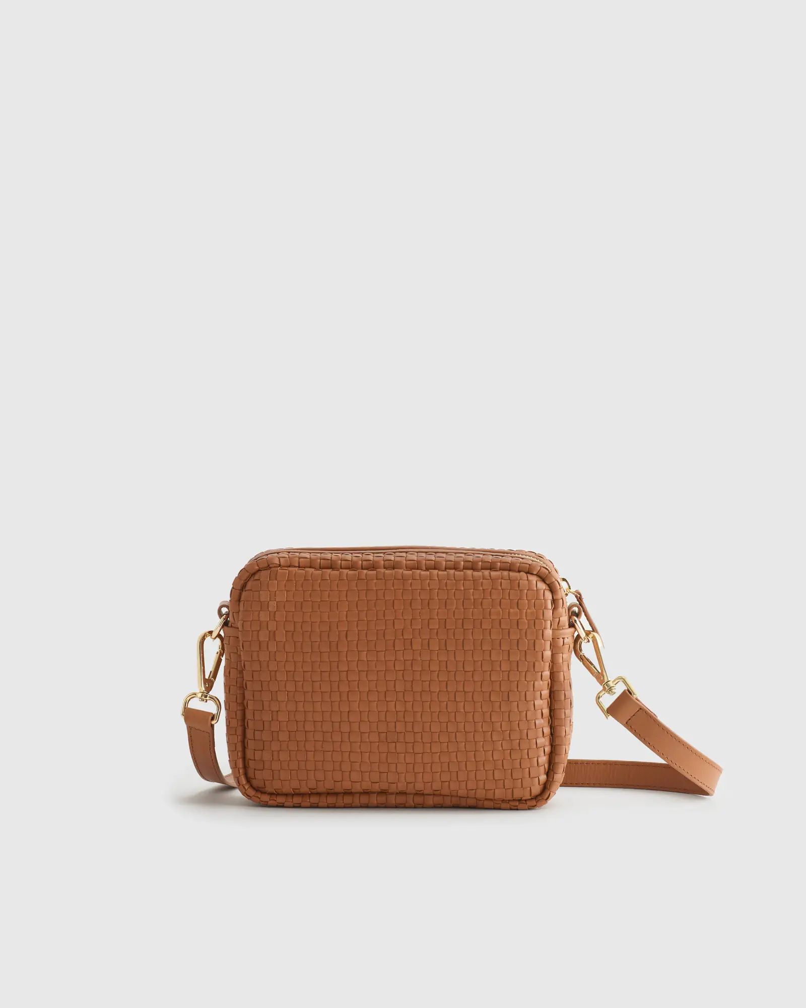 Italian Leather Woven Camera Crossbody | Quince