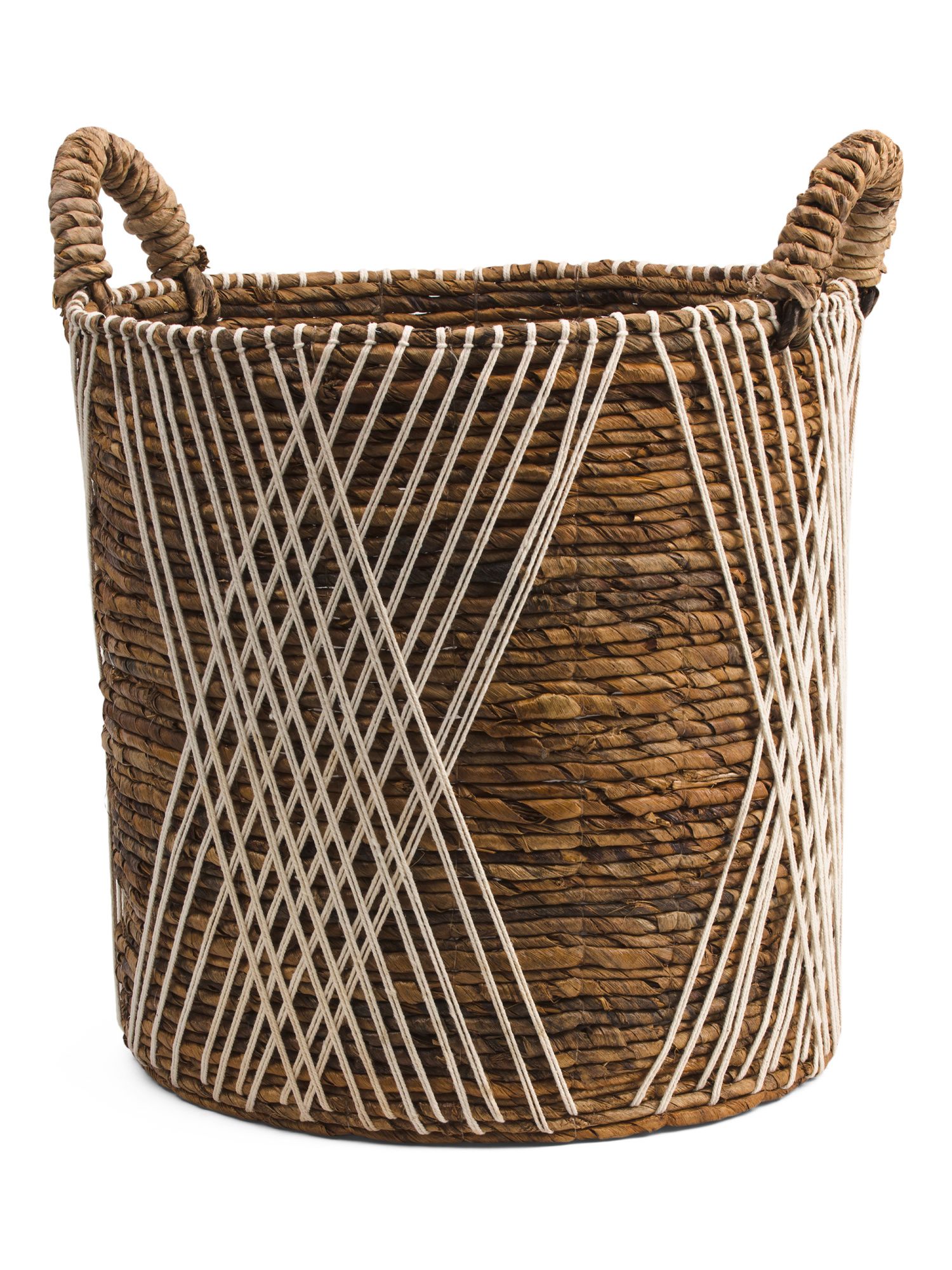 Large Macrame Diamond Cross Banana Round Basket | TJ Maxx