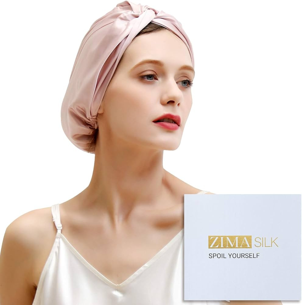ZIMASILK 22 Momme 100% Mulberry Silk Sleep Cap for Women Hair Care,Natural Silk Night Bonnet with... | Amazon (US)