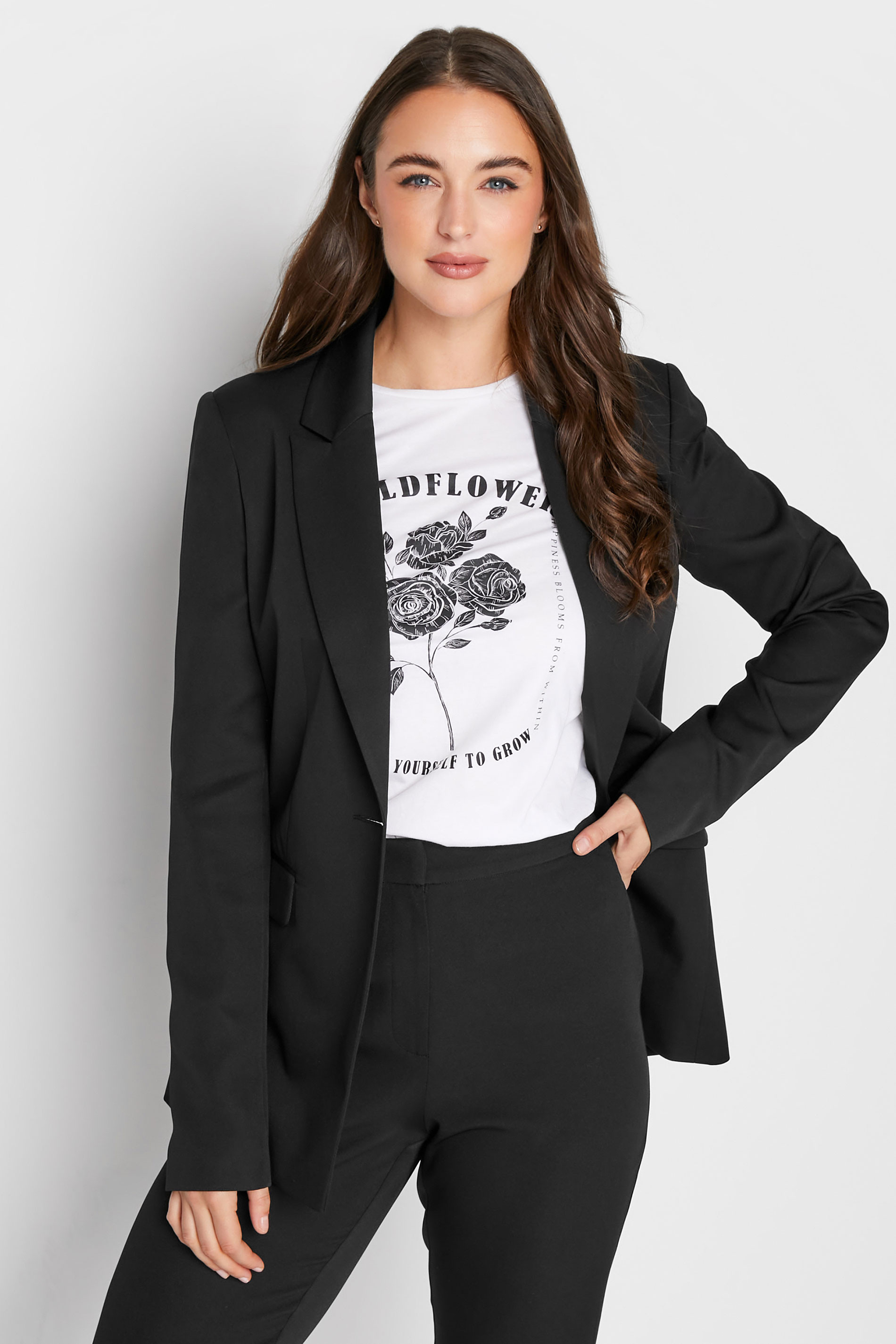 LTS Tall Black Scuba Crepe Blazer | Long Tall Sally