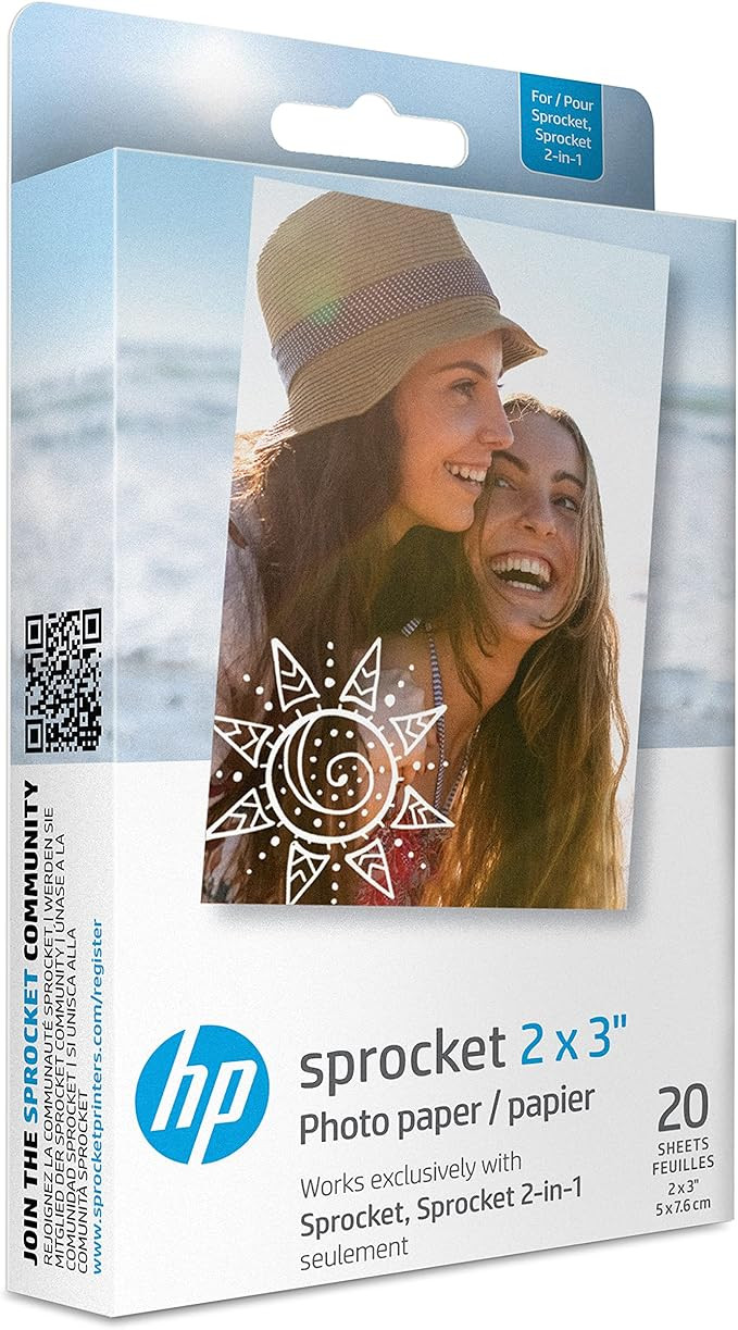 HP Sprocket 2x3" Premium Zink Sticky Back Photo Paper (20 Sheets) Compatible with HP Sprocket Pho... | Amazon (US)