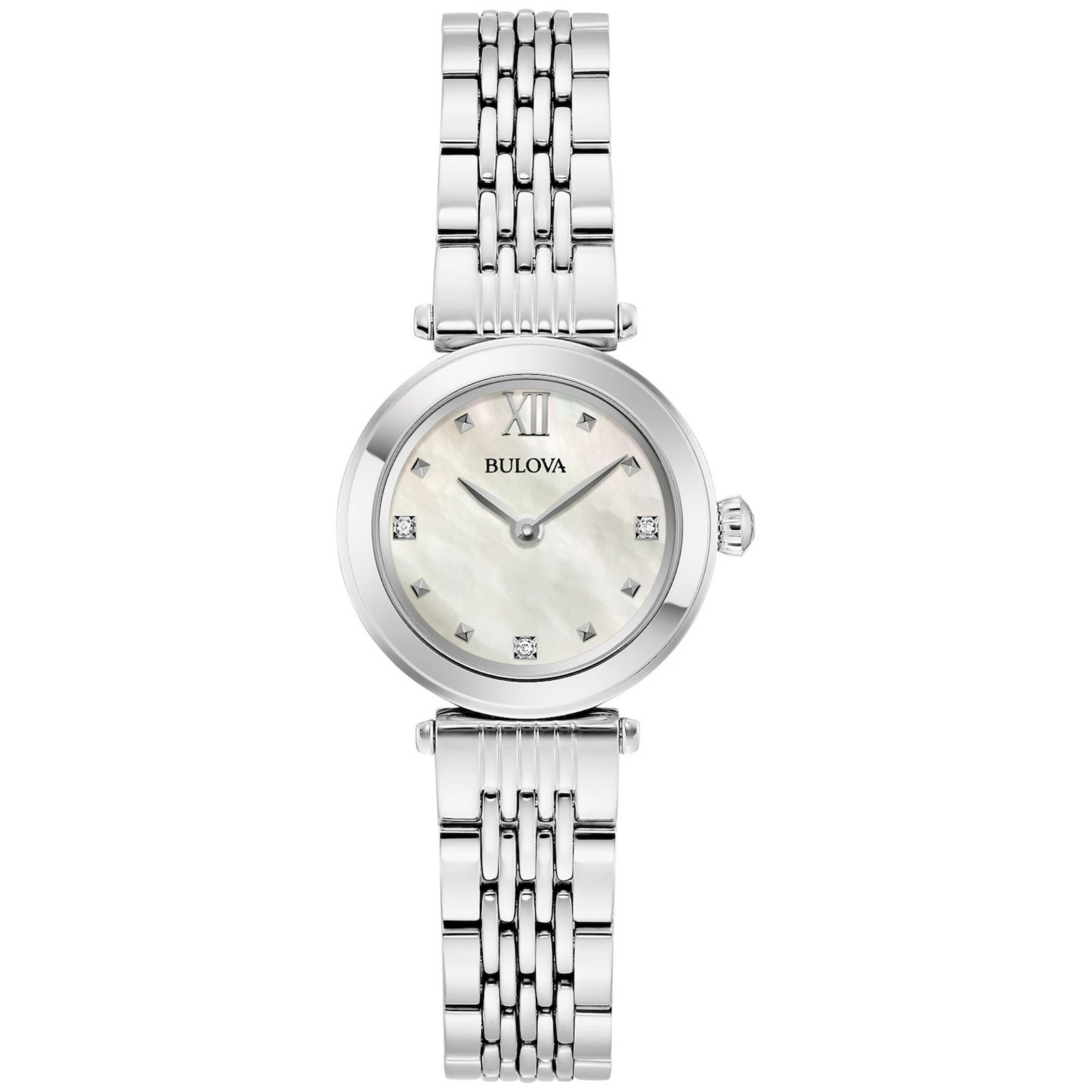 Bulova Women's Stainless Steel Diamond Accent Mother-of-Pearl Dial Bracelet Watch, Size: 25MM, White | Kohl's