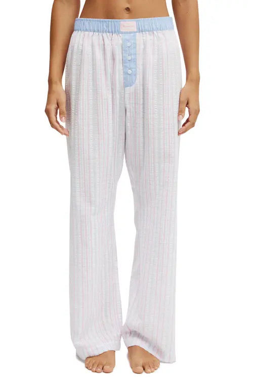 COTTON ON BODY Boyfriend Boxer Pant in Amelia Blue Pink Check at Nordstrom, Size X-Large | Nordstrom