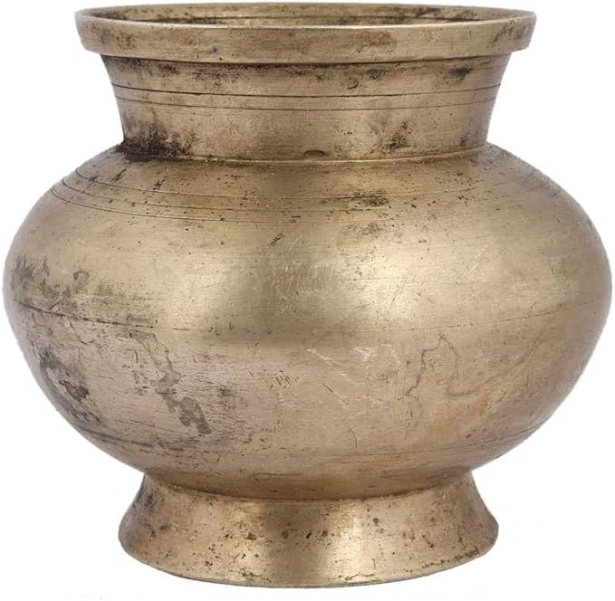 Indian Shelf Handmade Vintage Brass Hindu Worship Water Storage Pot Pack of 1 Indian Kitchen Uten... | Amazon (US)