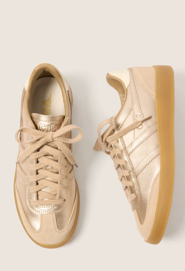 Add a hint of shine to your sneaker collection with the Viper Metallic by Gola, featuring a gold leather upper, gum sole, and lace-up design.  

 #LTKStyleTip #LTKWorkwear #LTKShoeCrush