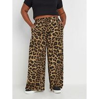 Yours Curve Leopard Print Pull On Trouser - Brown, Brown, Size 22-24, Women | Very (UK)