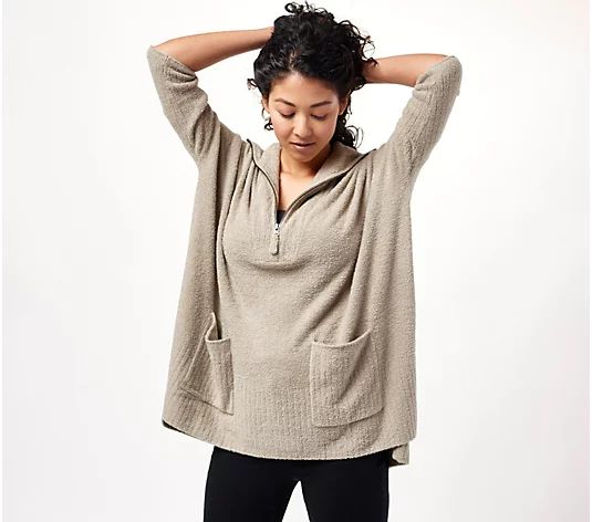 Barefoot Dreams CozyChic Lite Half-Zip Rolled Edge Tunic | QVC