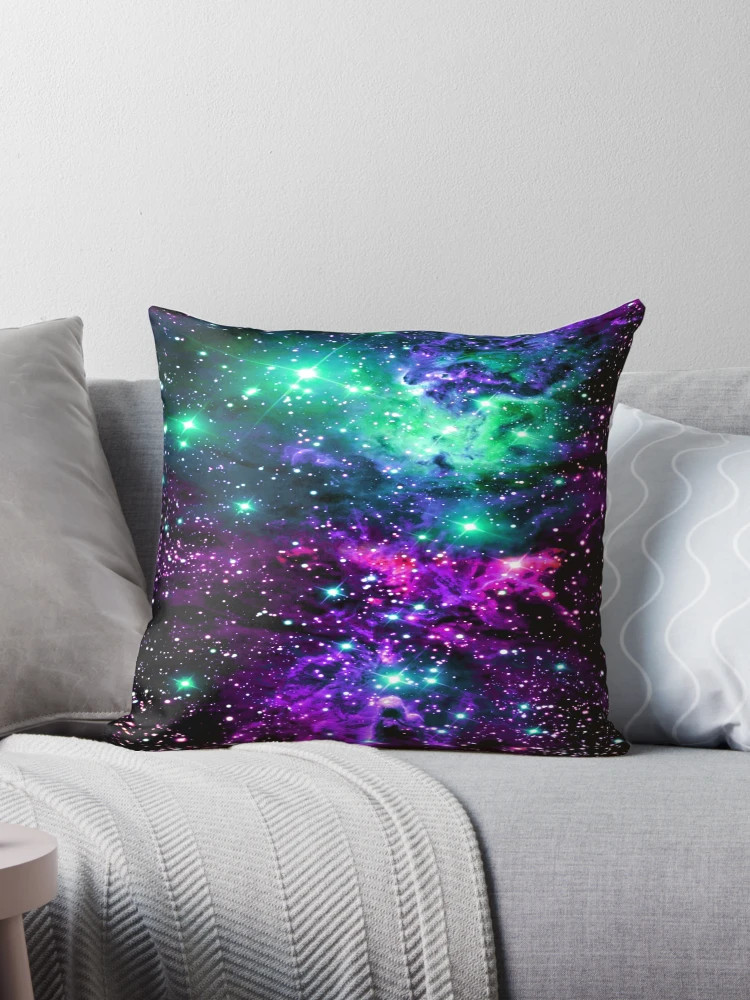 Fox Fur Nebula Mint Purple Pink Pillow | Redbubble (US)