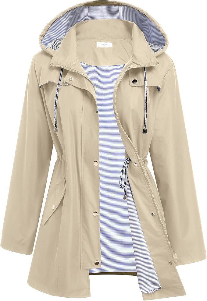 Hount Women Rain Jacket Lightweight Waterproof Raincoat Lined Outdoor Hooded Windbreaker Trench C... | Amazon (US)