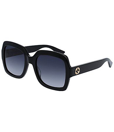 Gucci Oversized Square Black Frame Sunglasses - Black | Dillards