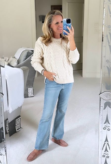 The perfect spring sweater! The fisherman’s sweater from Mersea’s Voyageur Collection. Luxe cotton sweater paired with their perfect denim! All fit TTS  

#LTKover40 #LTKstyletip #LTKSeasonal