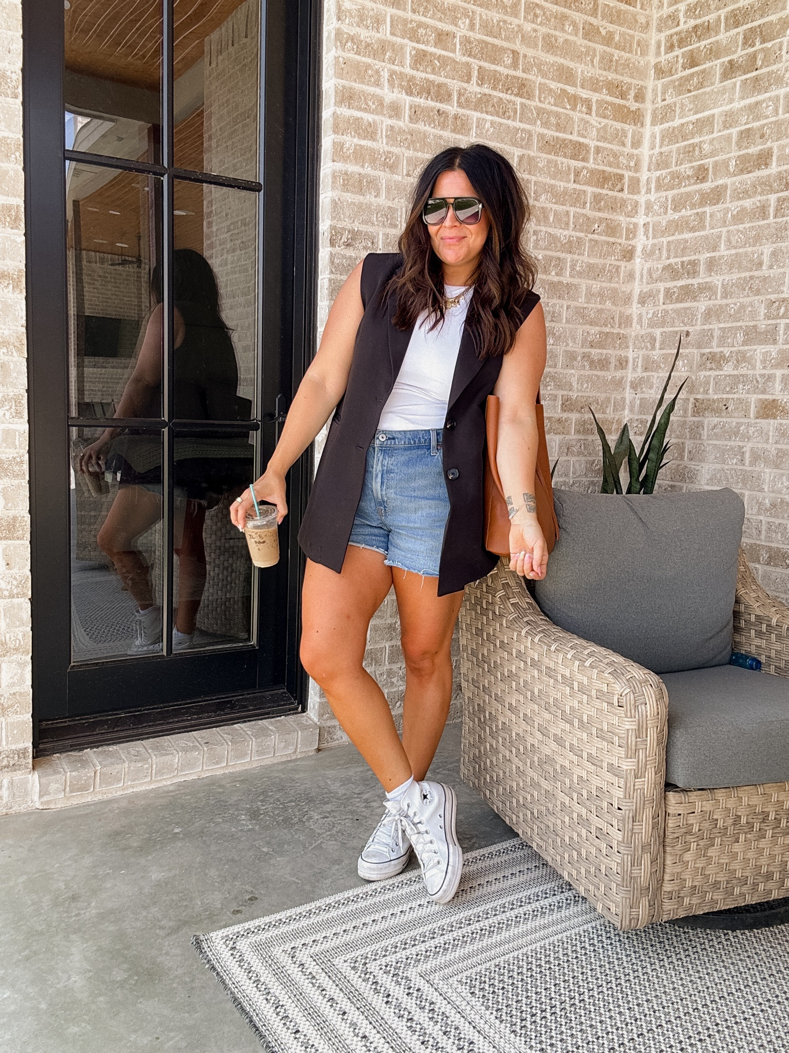 Lil summer outfit
Denim shorts: sized up 2 (they are definitely too big, but I’ve been loving them!
Bodysuit: XL
Vest: XL
Converse High Top: size down 1/2 size


#LTKMidsize #LTKStyleTip #LTKFindsUnder50