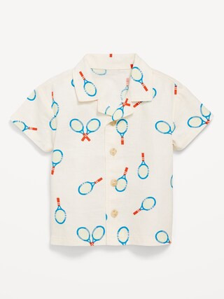 Printed Short-Sleeve Linen-Blend Shirt for Baby | Old Navy (US)