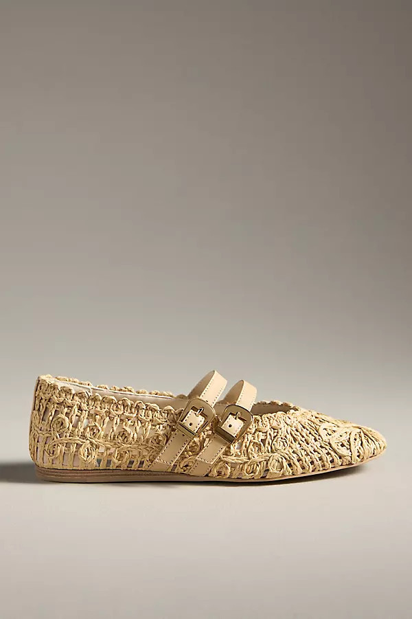 Baylee Sunflower Macramé Mary Jane Flats | Anthropologie (US)