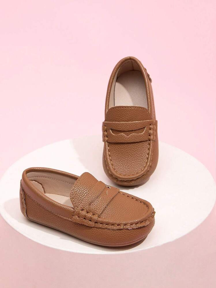 Boys' Simple And Retro Slip-on Loafers, Comfortable Sports Pu Leather Shoes | SHEIN