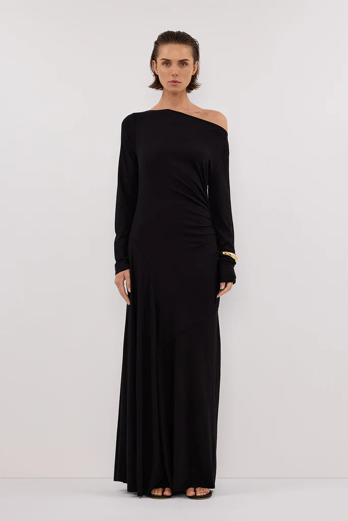 HADLEY BLACK LONG SLEEVE KNIT MAXI DRESS | DISSH