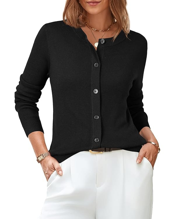 Arach&Cloz Women's Wool Blended 2025 Fall Cardigan Sweaters Lightweight Long Sleeve Business Casu... | Amazon (US)
