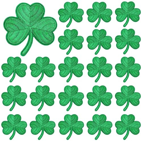 30pcs Shamrock Iron on Patches St. Patrick's Day Clothing Embroidered Green Three Leaf Shamrock Sew on Patches Applique Repair Patch ﻿DIY Crafts for Clothing Jacket Jeans Pants Dress Backpack Hat | Amazon (US)