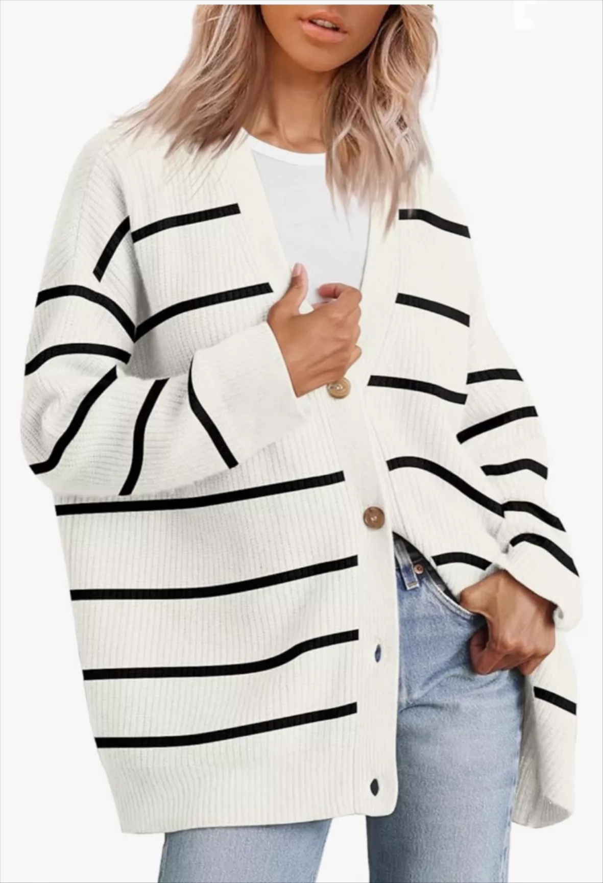 Long Open-Front Striped Cardigan curated on LTK