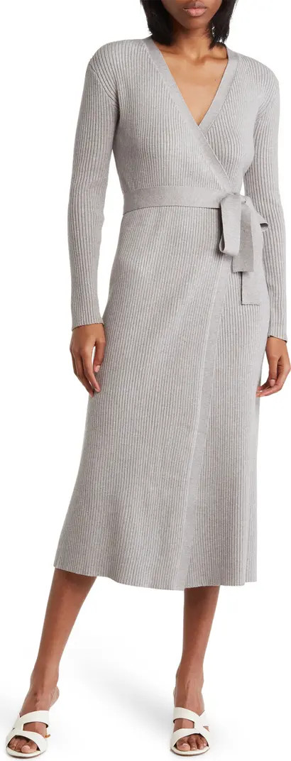 Long Sleeve Wrap Midi Dress | Nordstrom Rack
