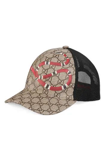 Men's Gucci Snake Print Baseball Cap - Brown | Nordstrom