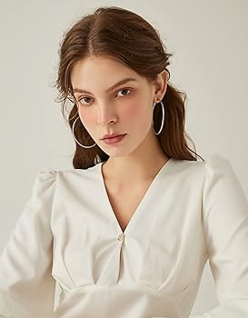 Dainty 70mm 14K Yellow Gold Silver Big Large Hoop Earrings For Women Girls Sensitive Ears Fashion... | Amazon (US)